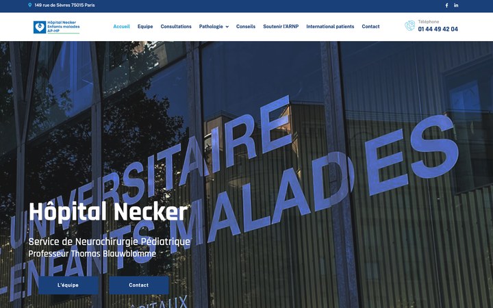 Aperçu du site Neurochirurgie Pédiatrique Necker